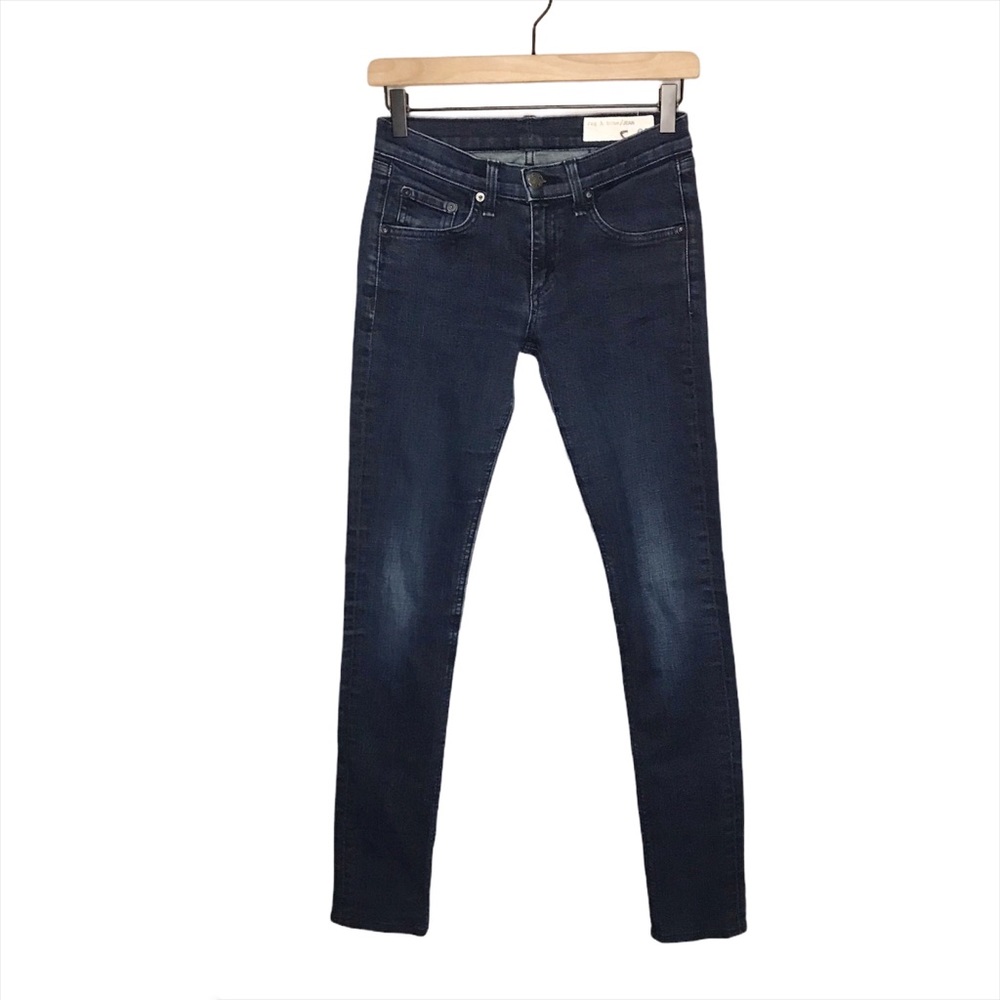 Rag & Bone Olive Harrow Skinny Jeans in Dark Wash Blue 26